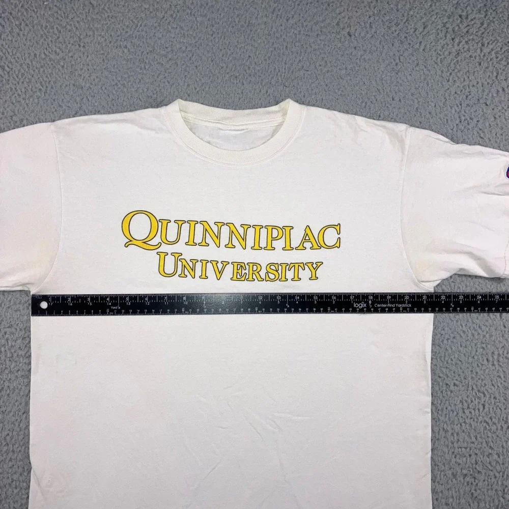 VTG Champion Quinnipiac University T-Shirt Men L White Short Sleeve Graphic Tee‎ - Picture 4 of 7